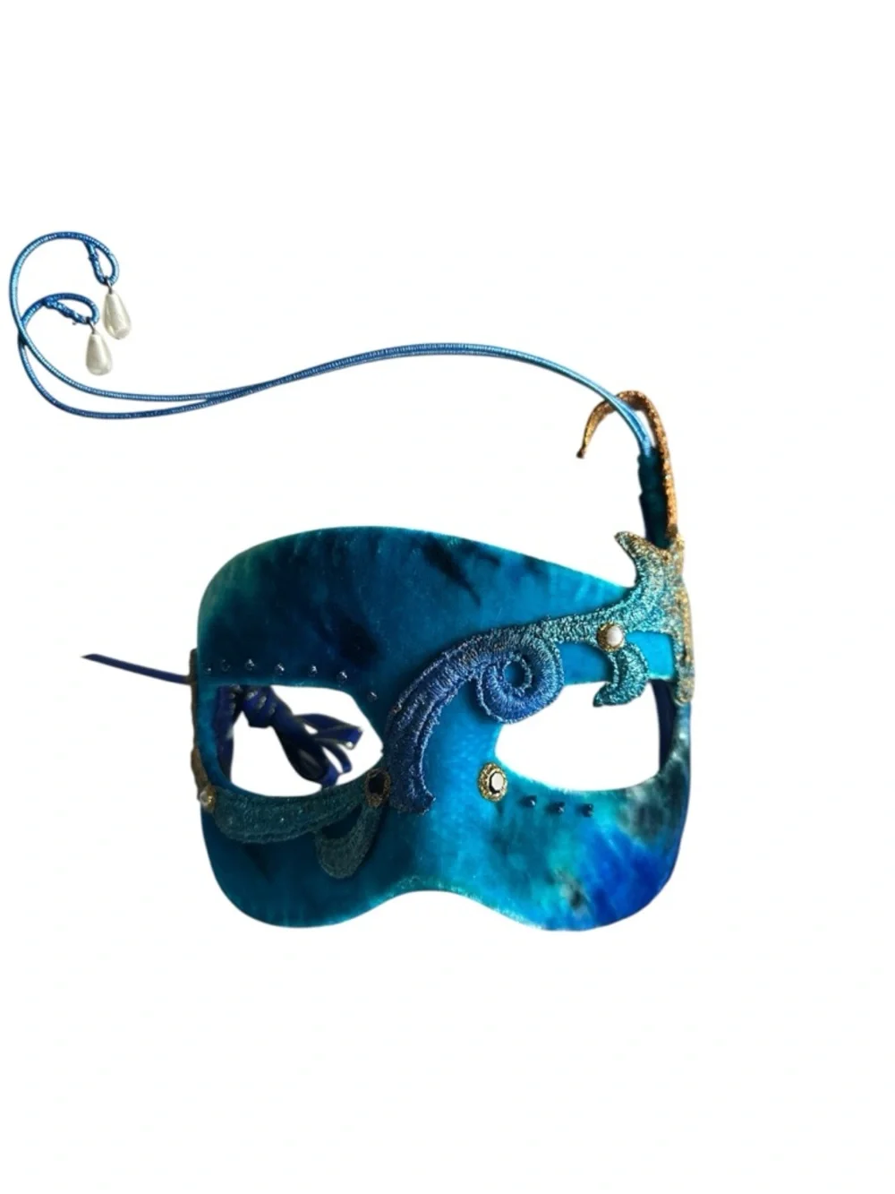 NWT Cirque du Soleil Vintage Blue Velvet Masquerade Mask Artisan Handcrafted